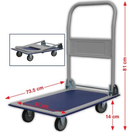 EXPRESS ΠΛΑΤΦΟΡΜΑ ΜΕΤΑΛΛΙΚΗ 150 KG - 735Χ475 - 4 ΤΡΟΧΟΙ TPR Φ 100 mm (631425)